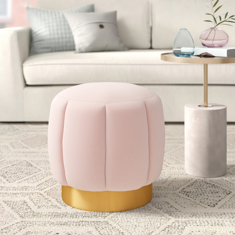 Jayah Upholstered Ottoman, Light Pink Velvet