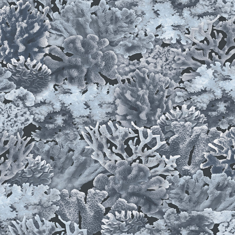 Ocean Coral Wallpaper, Dark Blue