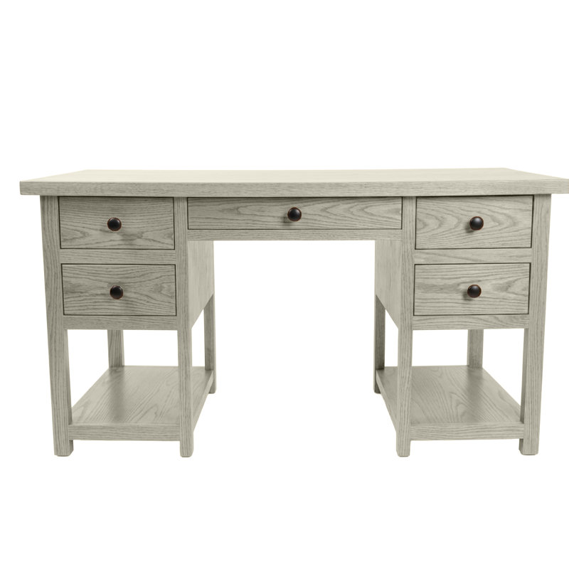 Bureau d'ordinateur en chêne massif Modern, Soft White