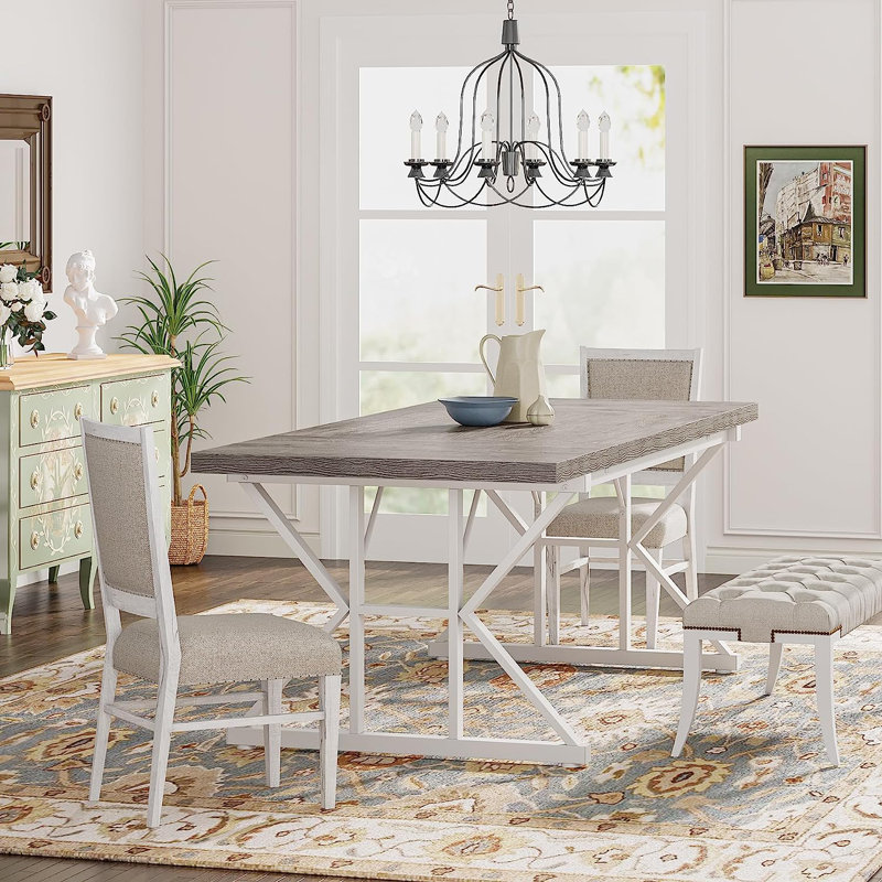 Metal Base Dining Table, Grey, 75Cm H x 180Cm L x 80Cm W, White