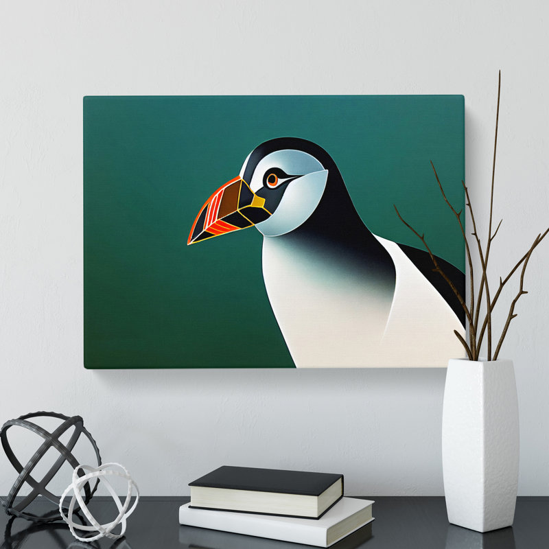 Exceptional Puffin Bird - Wrapped Canvas, 35cm H x 50cm W x 3cm D