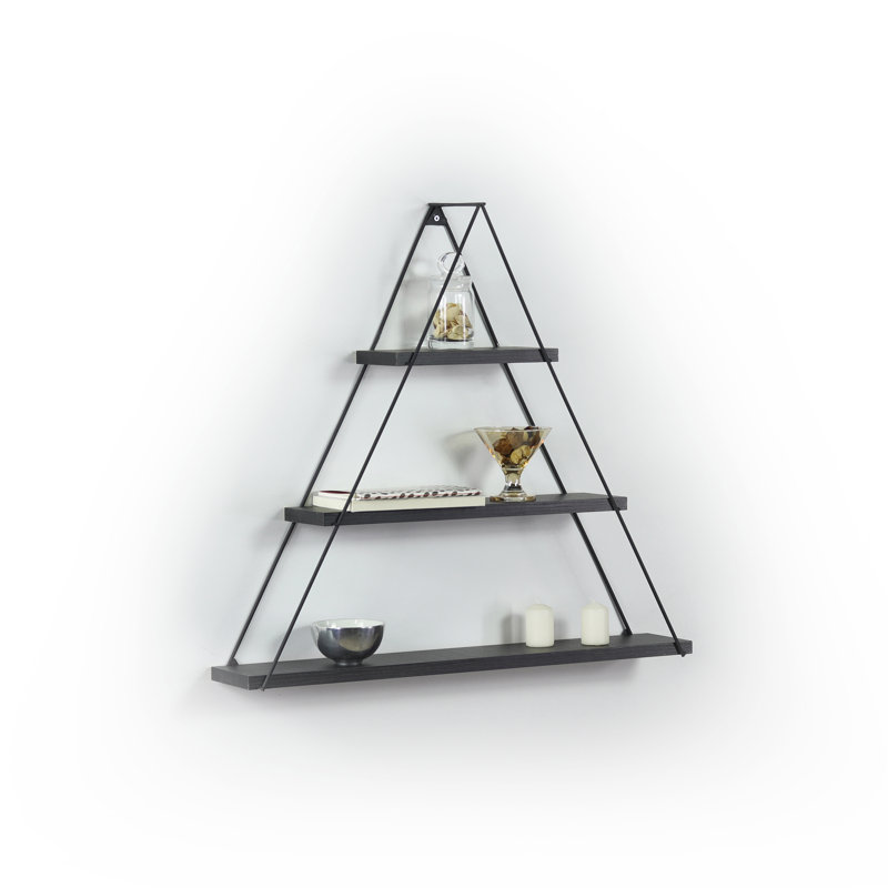 Petites tablettes murales en bois massif, Noir