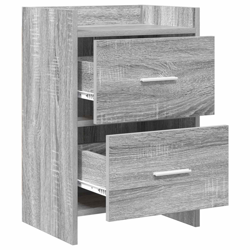 40cm W Composite Bedside Table, Grey Sonoma