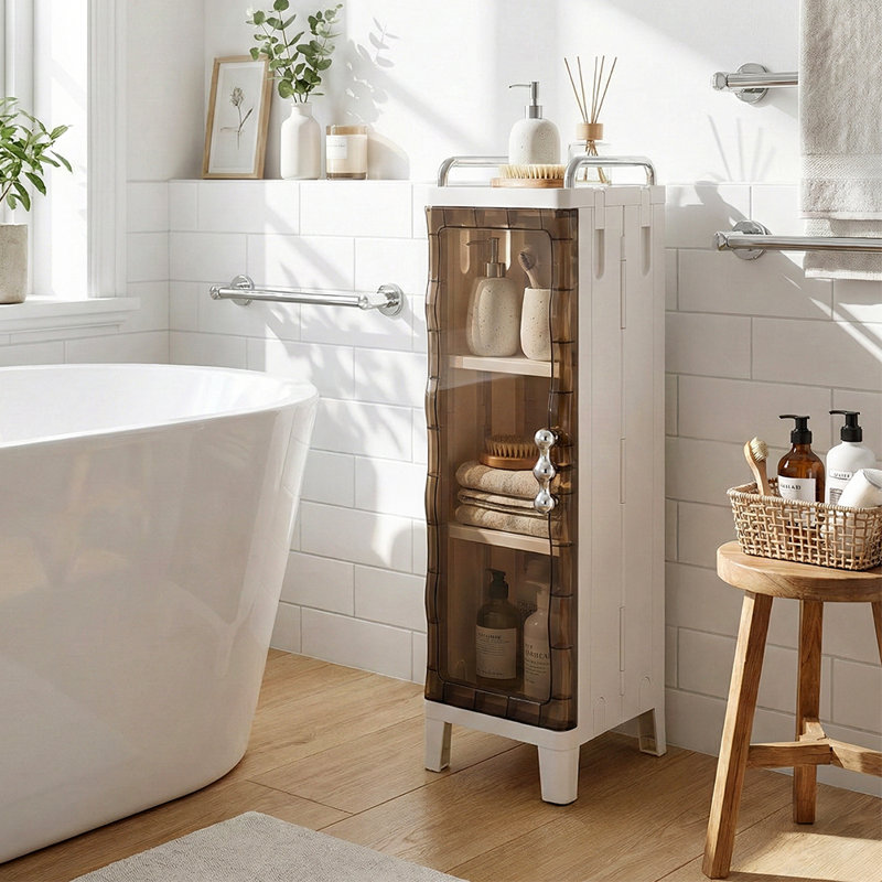 Plastic / Acrylic Freestanding Bathroom Shelves, 75cm H x 28.5cm W x 25cm D
