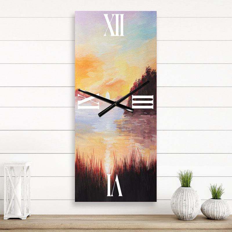 Sur le lac avec les roseaux - Horloge murale nautique et côtière, Petit