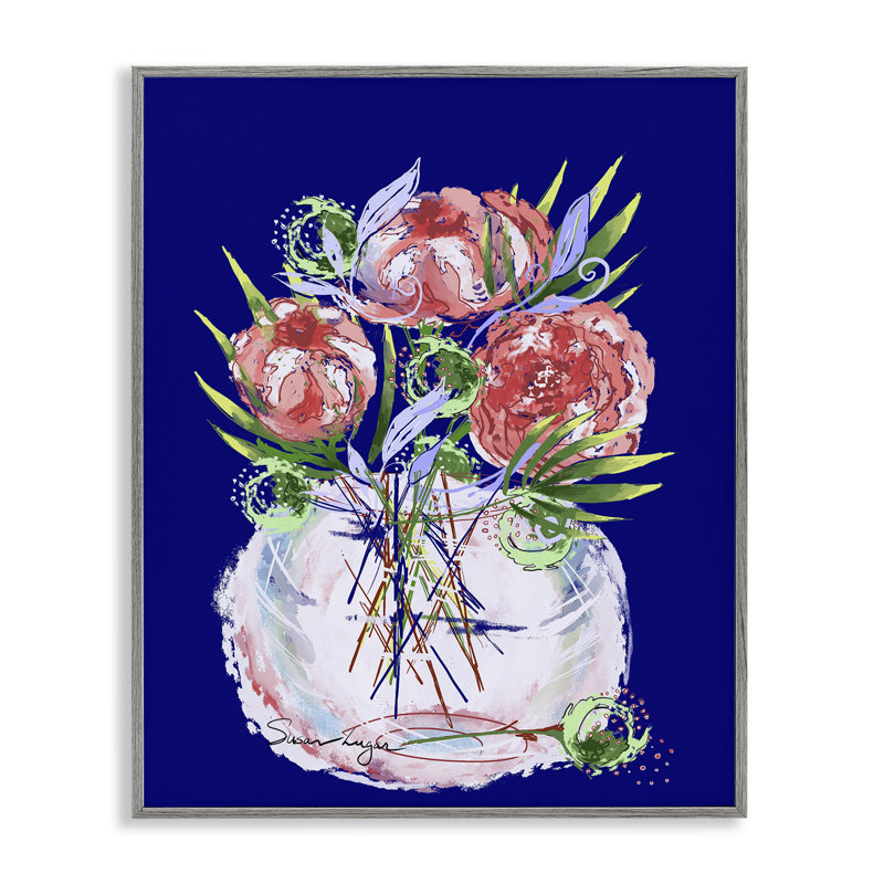 Estampe florale en verre de lait, design par Susan Lugar, H 30 po x l 24 po, Estampe numérique Farmhouse