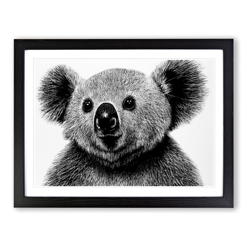 Monochrome Koala Bear Vol.5 - Framed Print, Black Framed, 25cm H x 34cm W x 2cm D
