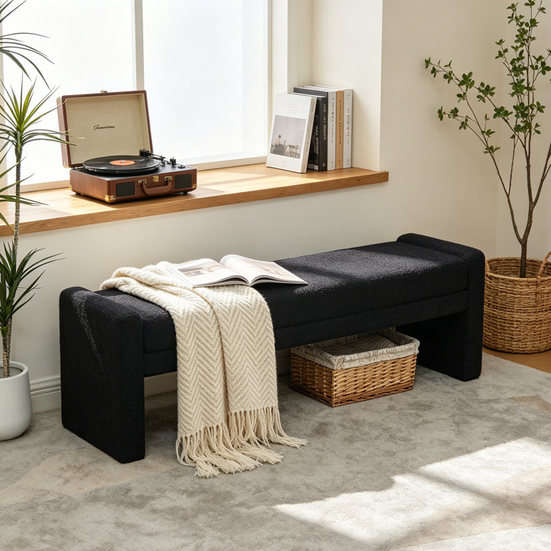 Banc de chambre en tissu 66,9 po, Noir