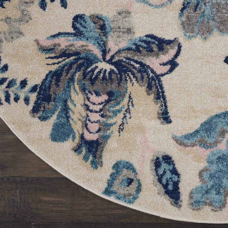 Floral Indoor Rug, Round 5'3"