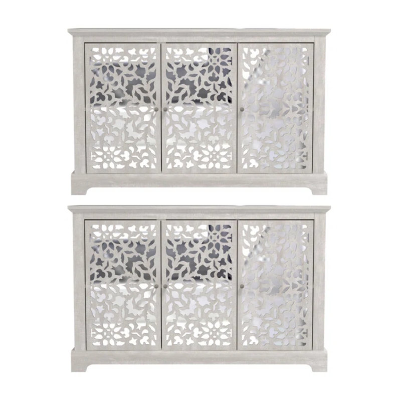 Eltingville Transitional Sideboard Set Of 2, Dusty Gray Oak