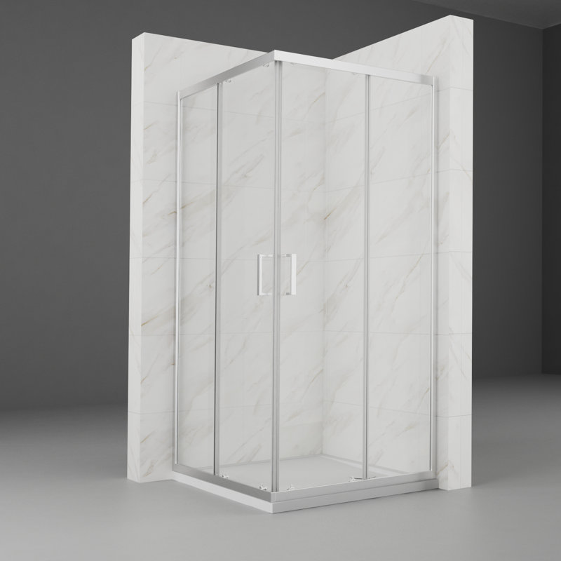 Corner Chrome Sliding Shower Enclosure With Two Handles