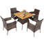 Akyrie 4 - Person Acacia Wicker Patio Dining Set with Square Table , Cushions Included