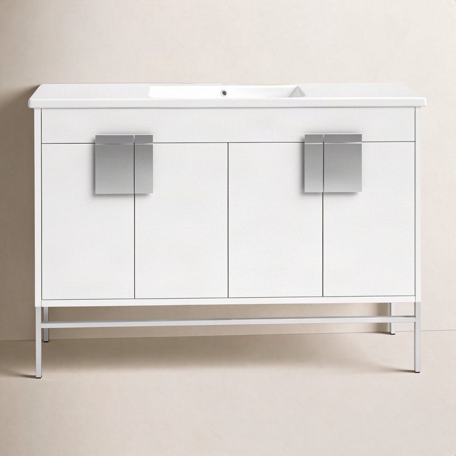 Maisie 48 " Single Bathroom Vanity, White, Polish Chrome