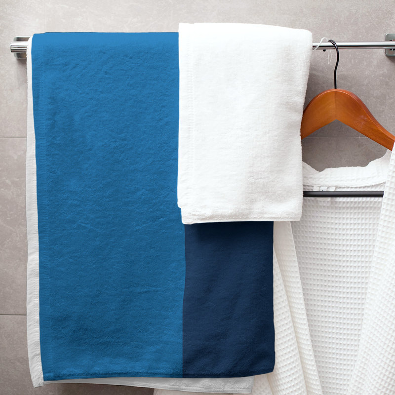 Cotton Blend Lightweight Bath Towel, Blue/Navy/Blue