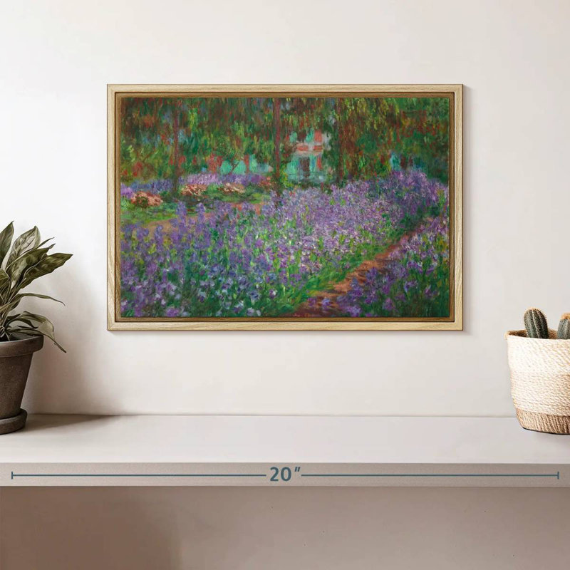 Le jardin de l'artiste à Giverny en 1900, 13 po x 9 po, Cadre flottant en bois naturel