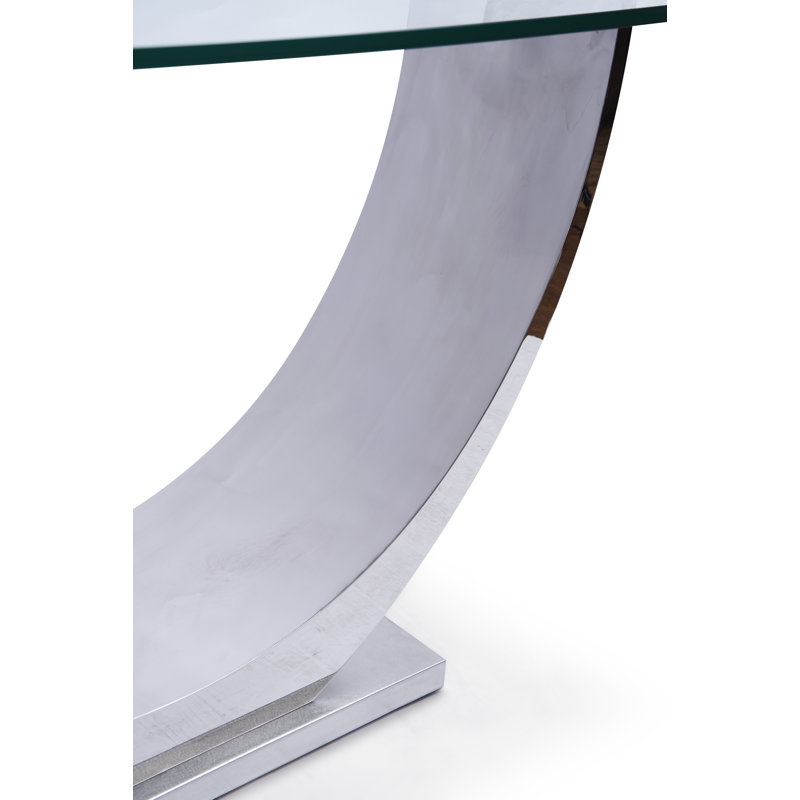 Murjani 72'' Glass Top Console Table, Stainless