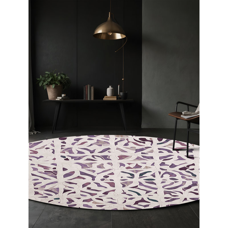 Machine Washable Gray Area Rug, Round 7'