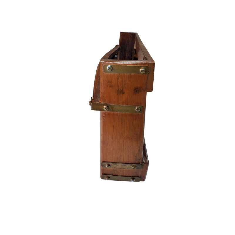 8 - Bottle Solid Wood Wine Bottle & Glass Rack in Brown
