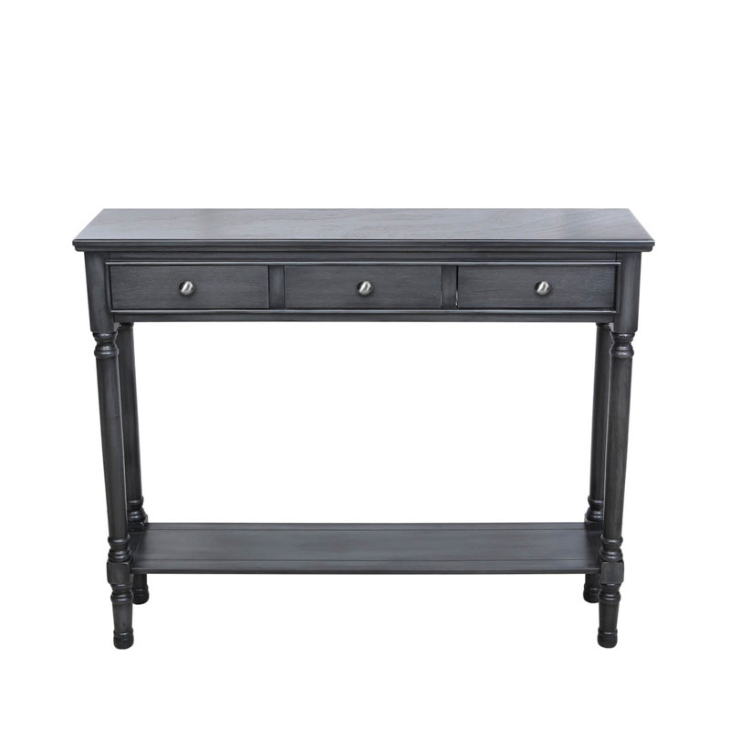 3 Drawer Console Table for Hallway & Living Room Furniture, Slim Entry Hall Table Cabinet, 81 H x 120 W x 35 D cm, Grey