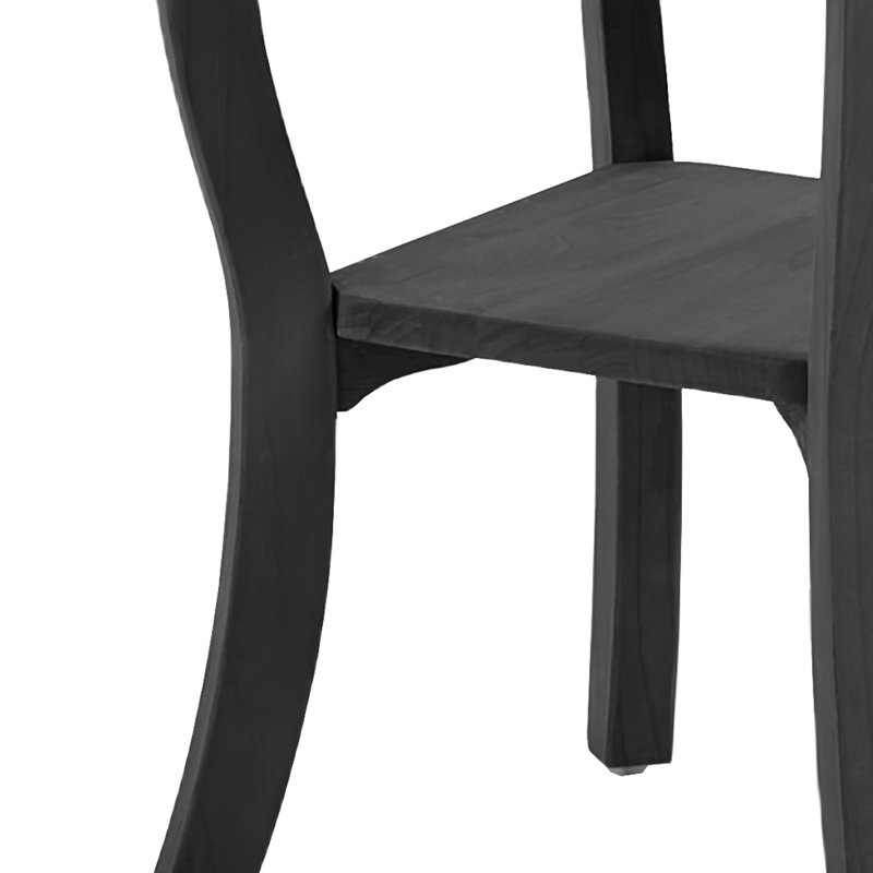 Ensemble de patio d'extérieur pour deux personnes en teck avec coussins et table d'appoint Louque, Gris foncé, Noir