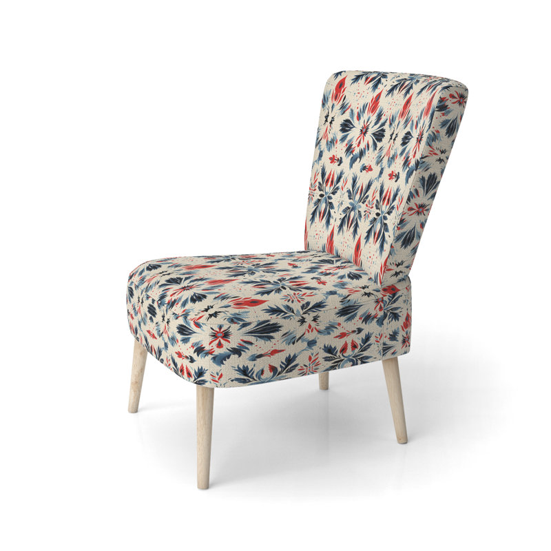 Blue Ikat Tribe Blend Fuse - Chaise d'appoint vintage victorienne rembourrée