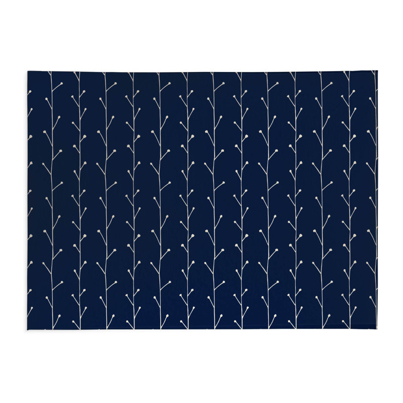 Tapis de cuisine à profil bas Vine Branch, Bleu marine foncé, Rectangle 5 pi x 7 pi