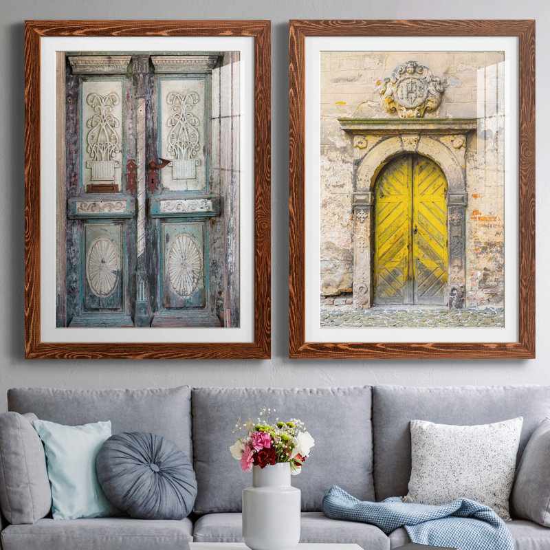 Porte baltique - ensemble de 2 reproductions d'art, H 37,5 po x l 55 po x P 1,5 po, Papier avec cadre érable, Blanc