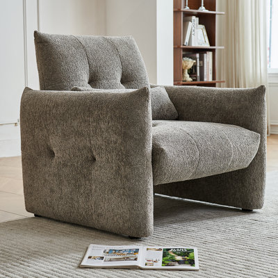 Chaise d'appoint moderne capitonnée avec coussin lombaire, idéale pour le salon, la chambre à coucher et la salle de lecture, confort et style
