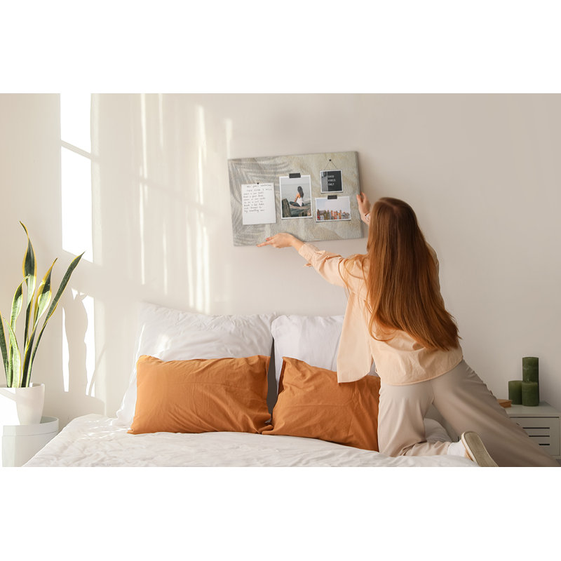 Wall Mounted bulletin board print decorative wall pin board for wall home office corkboard Palm shadow on sand