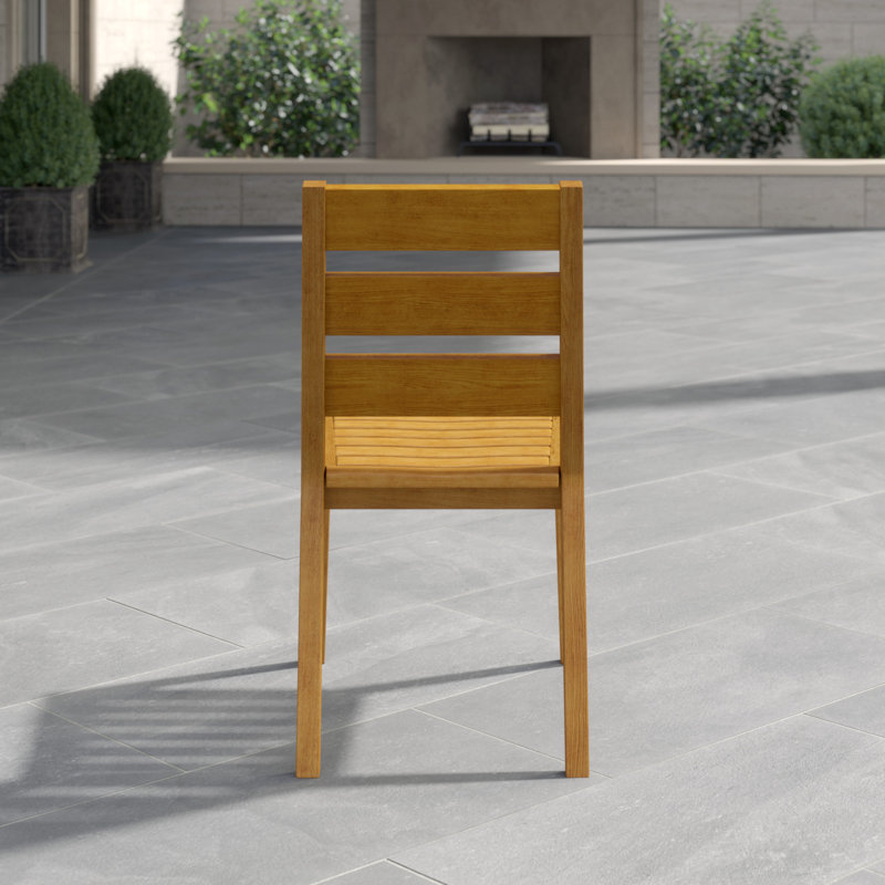 Algarve Teak Patio Dining Chair with Cushion (Set of 2), Cloud