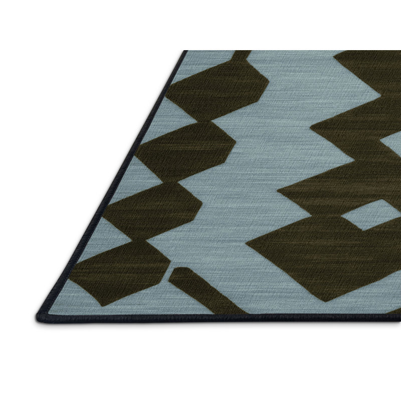 Tapis brun treillis lavable à la machine, Rond 8 pi