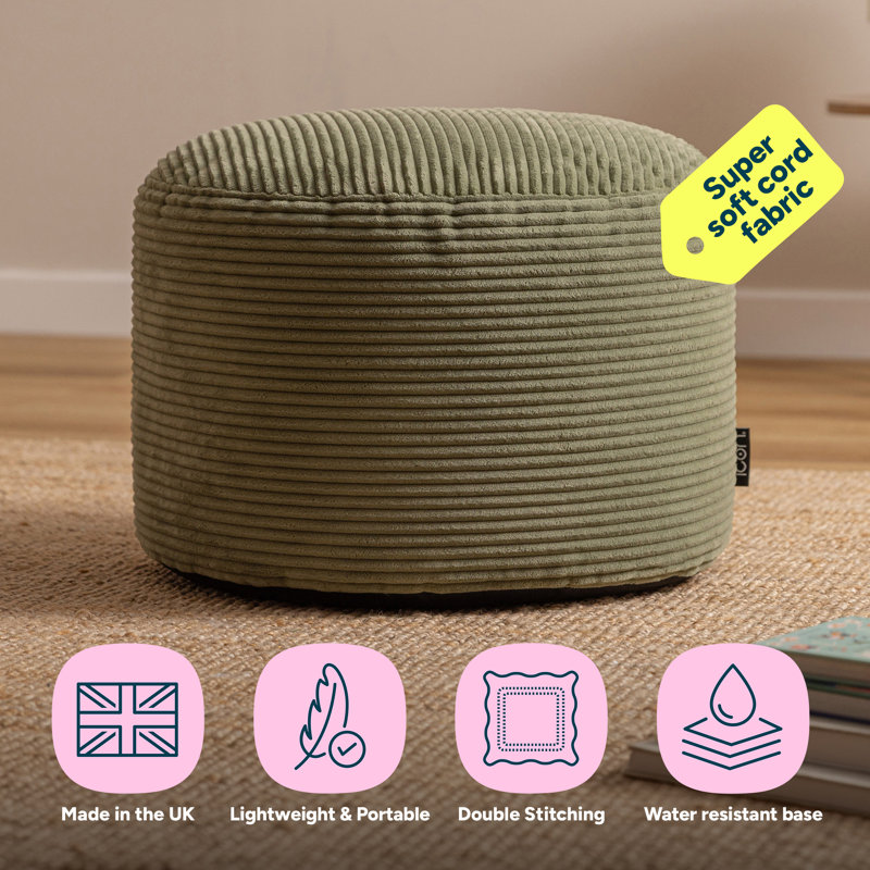 Milano Corduroy Footstool, Sage Green