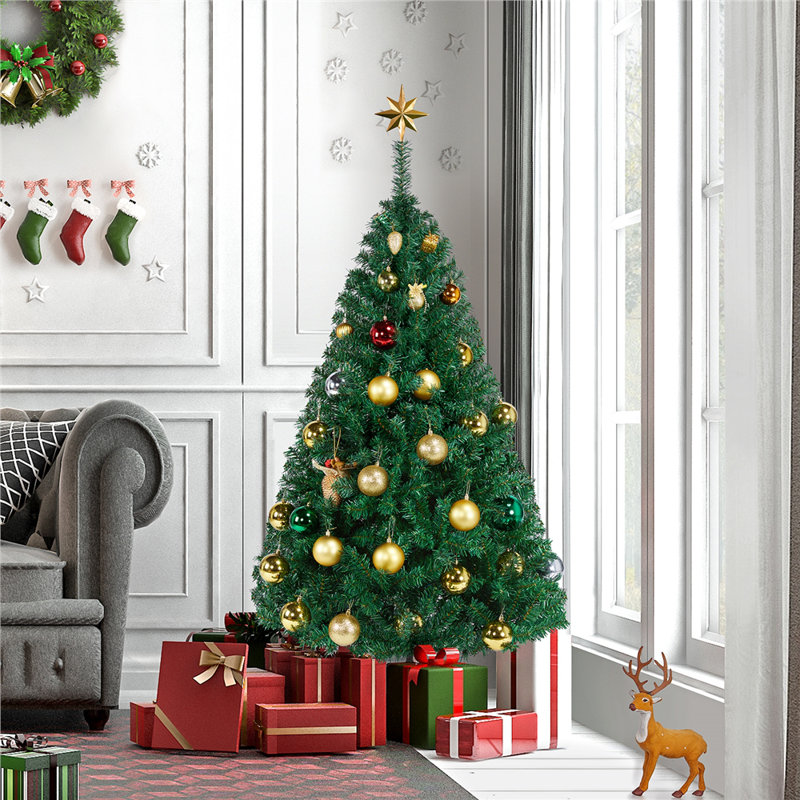 Artificial Fir Christmas Tree, 4.99ft H x 3.35ft W x 3.35ft D