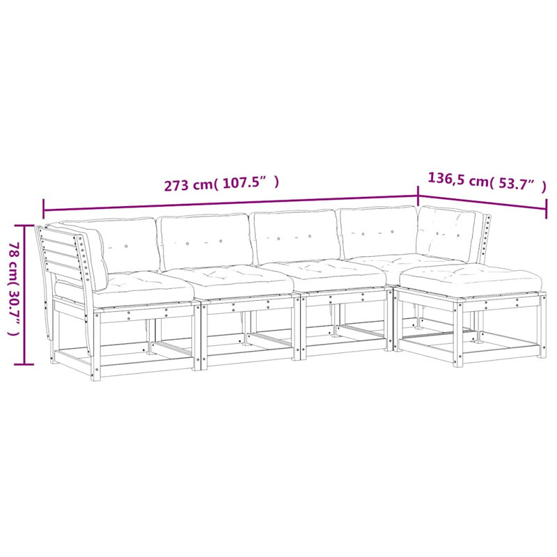 273cm Wide Patio Sofa, Wax Brown, White