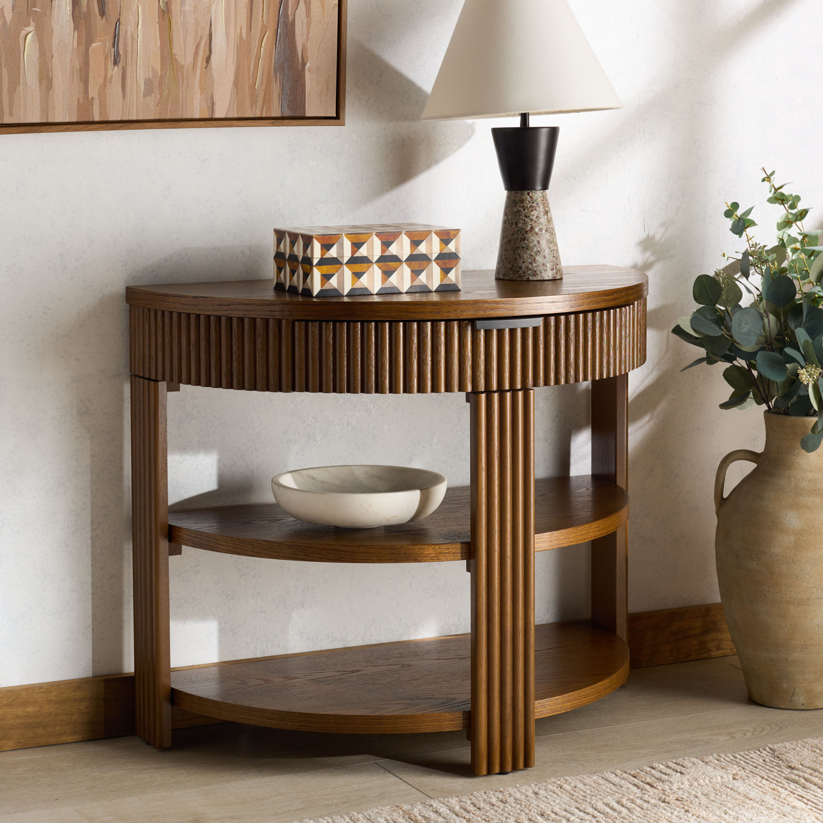 Christy 32" Console Table, Medium Oak