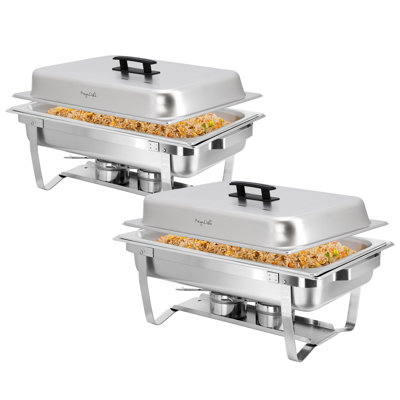 Ensemble de 2 plateaux de service chauffants pliables en acier inoxydable 9,5 pintes The Party Aisle ™