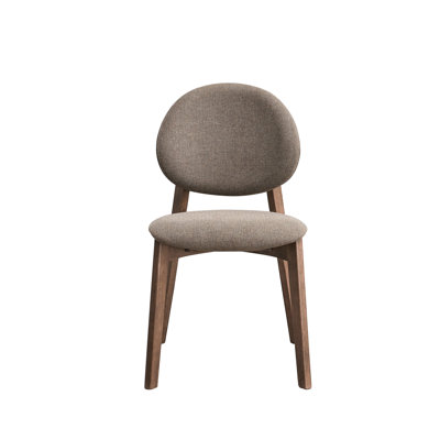 Brown Linen & Walnut Side Chairs  Pair  - Comfortable Padding Modern Style Chair Pair And Stylish With Foam