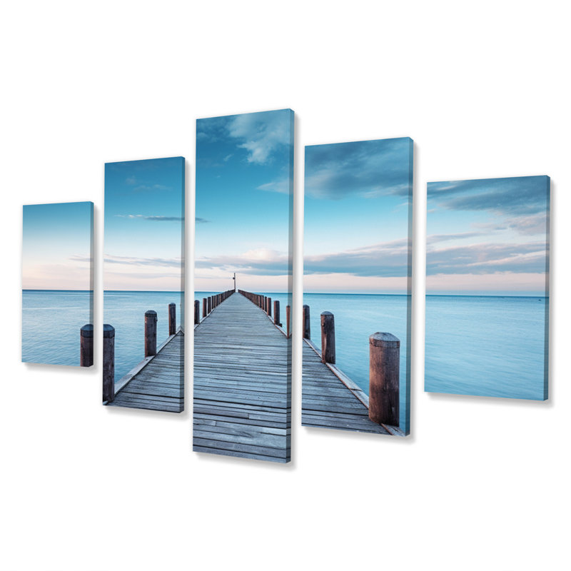 Pier To Infinity III - Coastal Pier Canvas Art Print - 5 Panels