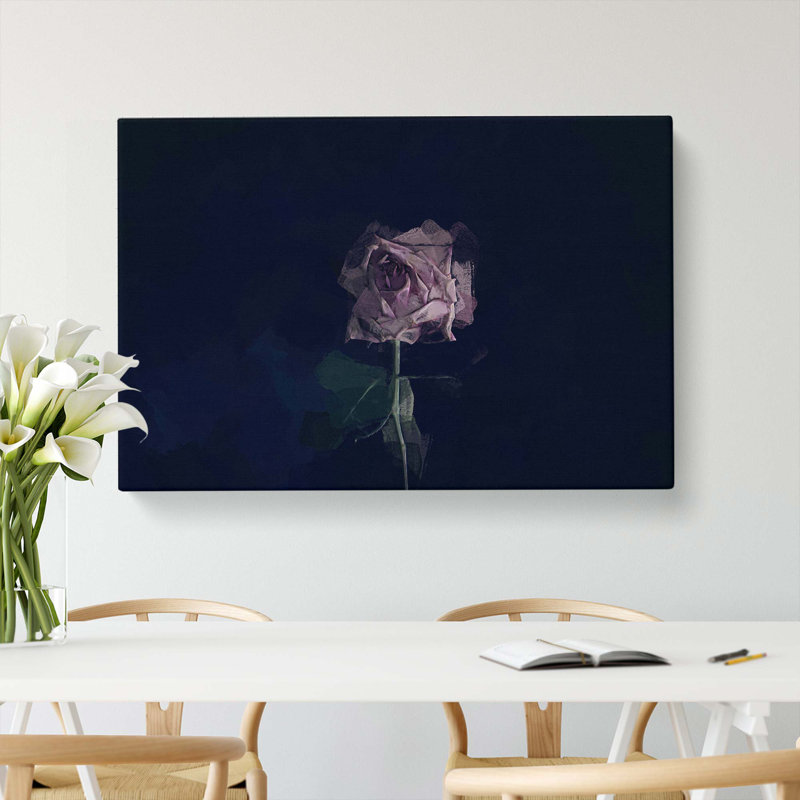Dying Purple Rose in Abstract - Wrapped Canvas Graphic Art Print, 40cm H x 60cm W x 3cm D