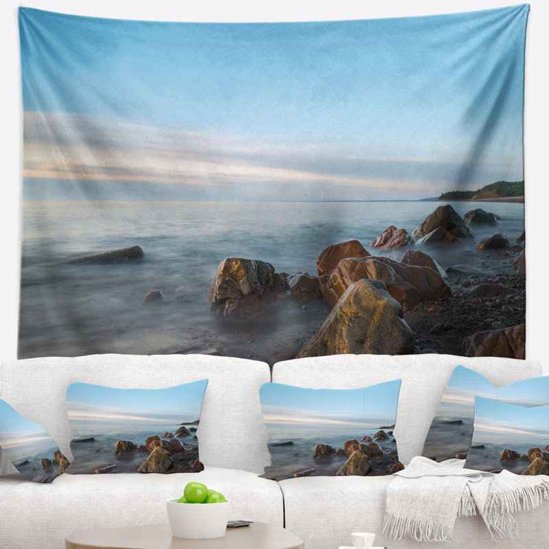 Tapisserie canada seascape cape breton beach-écosse, H 78 po x l 92 po