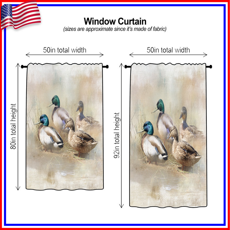 Rideaux de fenêtre Mallard Ducks In Field, 50 po x 92 po - 1 panneau, Blocage