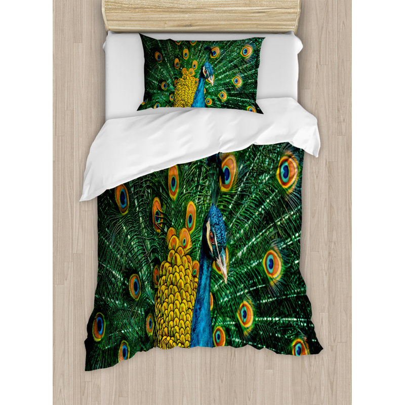 Eclectic Polyester Duvet Cover, Wavy Ocean Summer Sky, Twin Duvet Cover + 1 Standard Sham