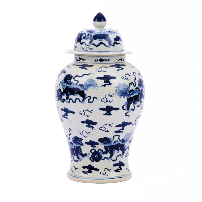 Pots en porcelaine bleu/blanc 21 po
