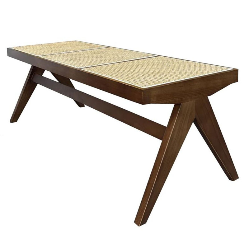 Banc en bois massif Glencairn, Noyer