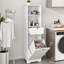 Armoire à linge inclinable - blanc, un compartiment, tiroir, fabriqué en E1, peint pour une durabilité accrue Trieur blanc avec fonction pratique, organisation efficace