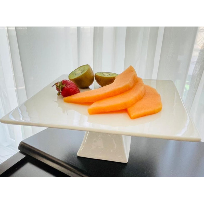 Présentoir à gâteaux Artika et assiette à fruits en porcelaine blanche 10 x 4