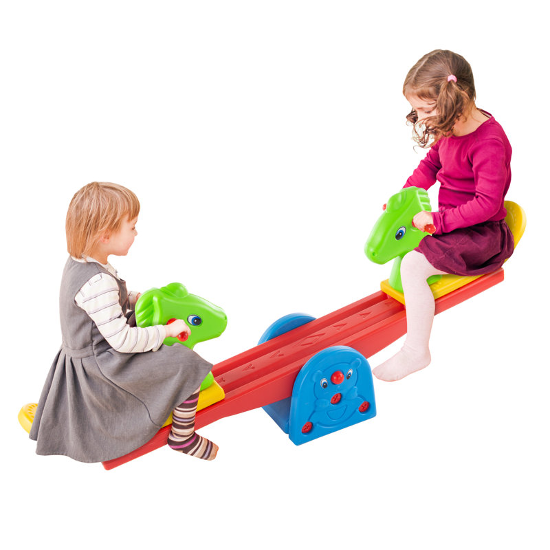 Hey Play Teeter Totter - Seesaw for Backyard or Playroom with Easy-Grip Handles - Indoor or Outdoor Play Equipment for Toddlers