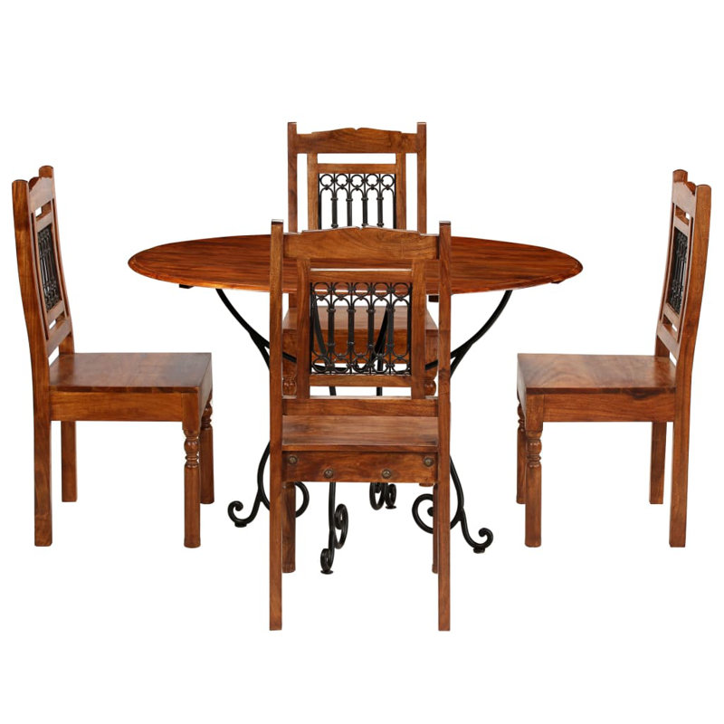 Warrensville Dining Table Set Solid Acacia Wood, H76 x L120 x W120cm