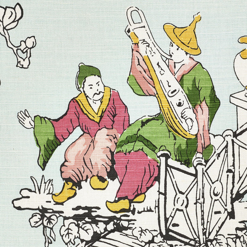 Chinoiserie Moderne Fabric, Aqua