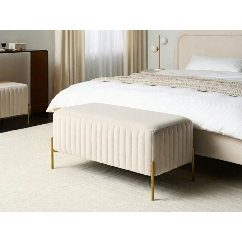 Benzant Velvet Upholstered Bench, White
